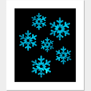 Watercolor Snowflakes (Aquamarine) Posters and Art